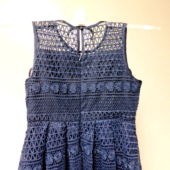 Bardot Junior Lace Eyelet Dress Kids Girls Size 14 Navy Sleeveless - Picture 4 of 7